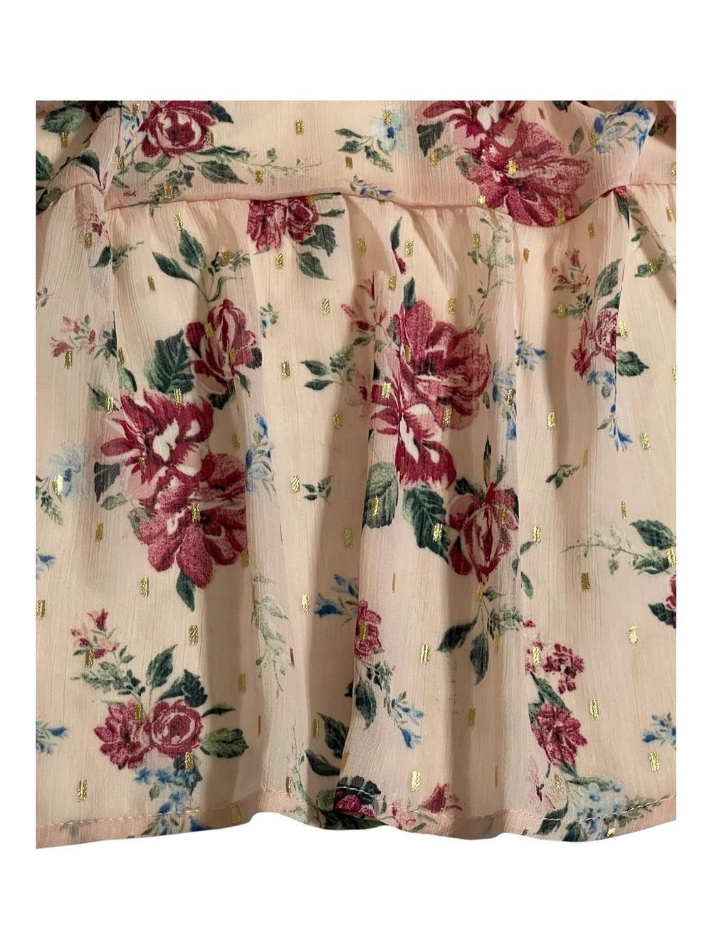 Pink Floral Puff Sleeve Tie Back Bohemian Midi Dress SZ LG NWTS!! - Picture 8 of 13
